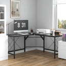 Black L-Shaped Corner Desk for Home Office, Space-Saving Workstation, 150x150x76cm