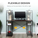 Rustic Brown and Black Reversible Computer Desk with Storage Shelves