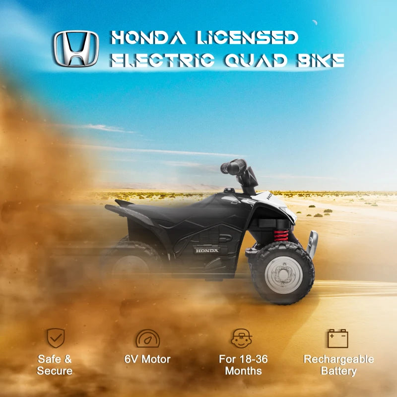 Black Honda Licensed Kids Electric Quad Bike 6V Ride-On Car ATV Toy