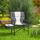 Grey Folding Camping Chair with Cooler Bag Table