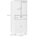 White Tall Kitchen Storage Cabinet with Drawer & Adjustable Shelves