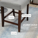 Grey Fabric Bar Stools Set of 2, Tufted Back, Wood Legs