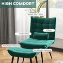 Green Upholstered Accent Chair Set with Footstool - Modern Armless Design