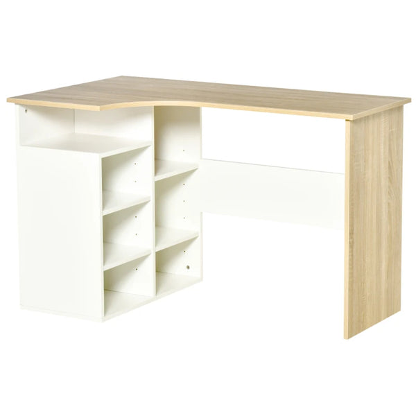 Modern L-Shaped Computer Desk with Storage Shelf