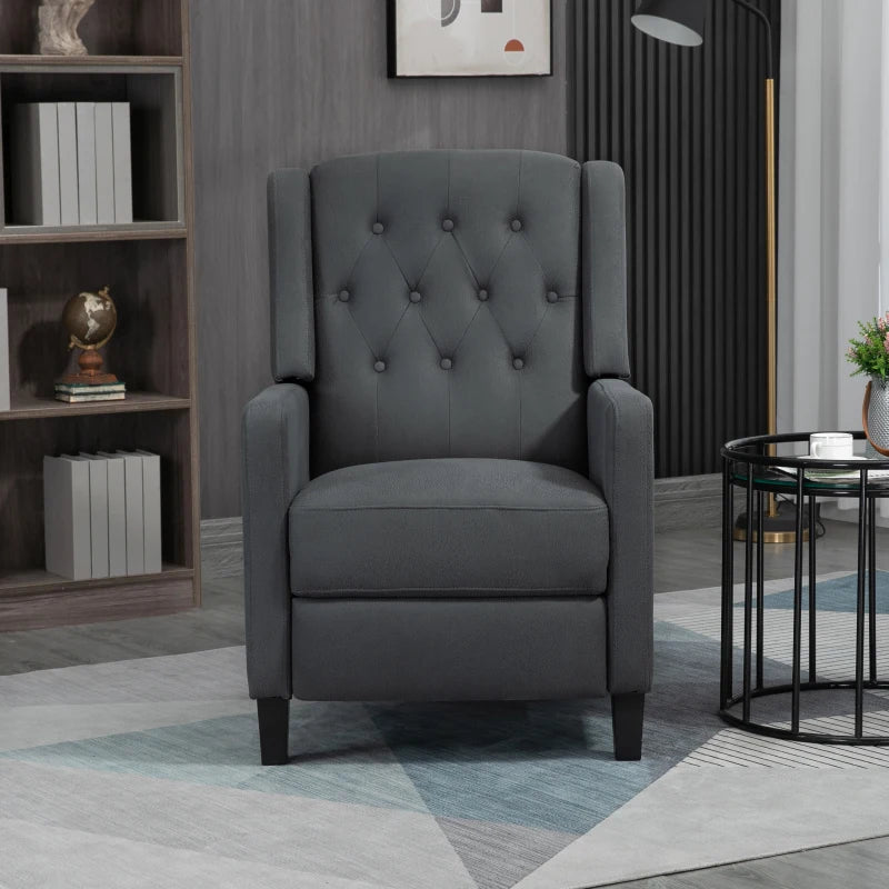 Deep Grey Wingback Recliner Chair with Leg Rest