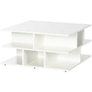 Modern White Square Coffee Table with Storage Shelves
