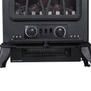 Black Electric Fireplace Stove with Fan and Log Flame Effect 2000W/1000W Heater