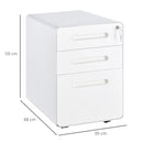 White 3-Drawer Lockable Vertical File Cabinet for A4, Letter, Legal Size