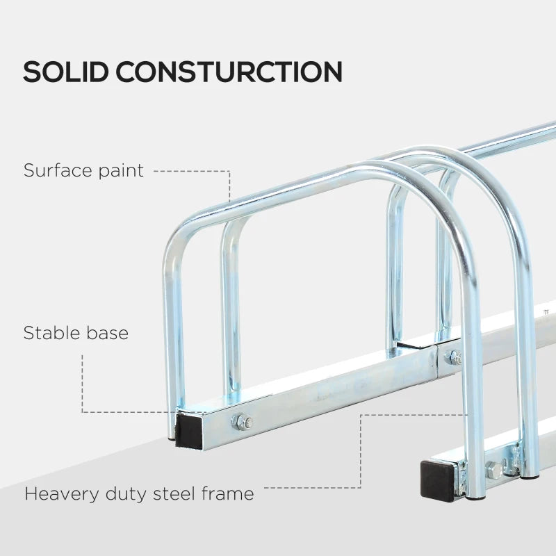 Silver Bike Storage Rack (5 Racks) - Floor/Wall Mount Bicycle Stand