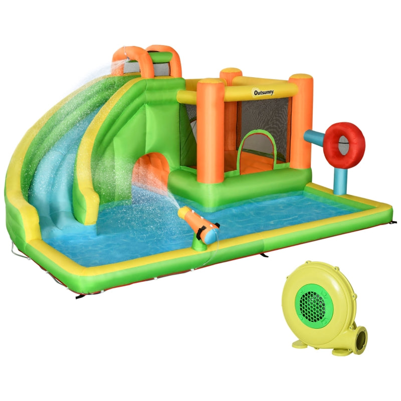 Kids 7-in-1 Bouncy Castle with Water Slide - Blue
