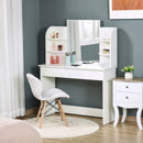 White Modern Dressing Table with Mirror and Storage