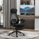 Black Mesh Office Chair with Footrest - High Back Recliner