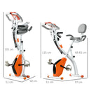 Orange Foldable Recumbent Exercise Bike with 8-Level Magnetic Resistance