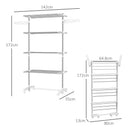 White 4-Shelf Folding Clothes Drying Rack with Side Arms and Wheels
