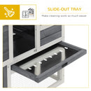 Grey 2-Tier Wooden Rabbit Hutch with Run and Sliding Tray, 122 x 62.6 x 92cm