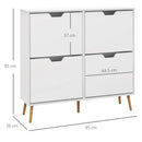 White Shoe Storage Cabinet with 4 Flip Drawers - Organize 16 Pairs of Shoes