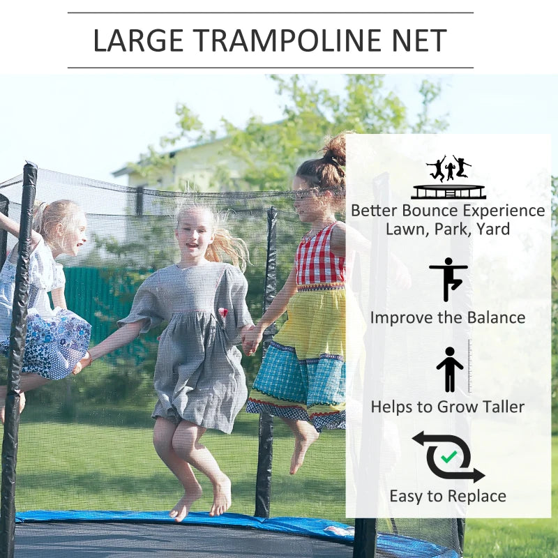 13ft Trampoline Safety Net Replacement - Black, Dual-Zip Enclosure Spare for 8-Pole Trampoline