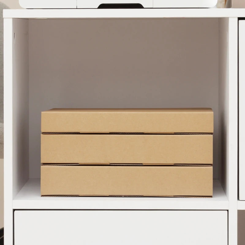 White Printer Stand with Shelves, Drawers & Compartment, Mobile Office Table