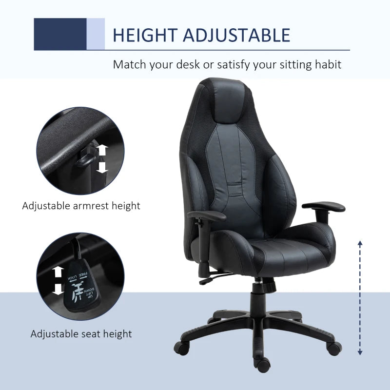 Black Mesh Racing Gaming Chair with High Back & Swivel Wheels