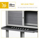 Wooden Small Pet Hutch with Wheels and Run - Brown