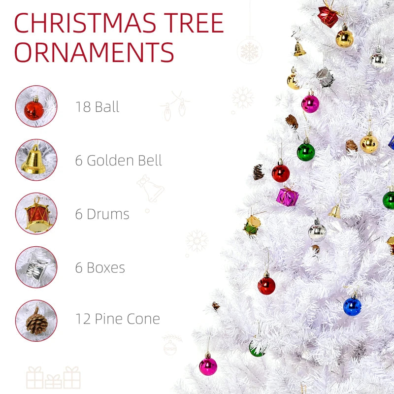 5FT White Artificial Christmas Tree with Metal Stand - Seasonal Home Decor