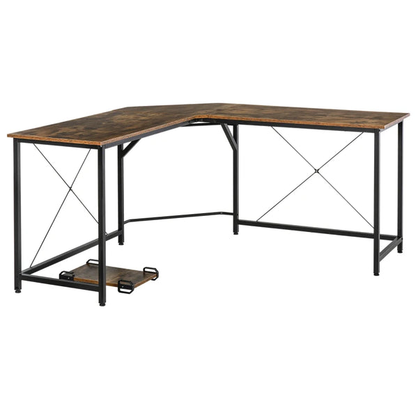 L-Shaped Black Gaming Desk - Home Office Computer Workstation