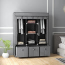 Dark Grey Fabric Wardrobe with Shelves, Hanging Rails, and Drawers - Portable and Foldable Closet 125x43x162.5cm