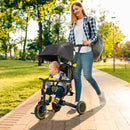 Yellow 3-in-1 Kids Tricycle with Parent Handle