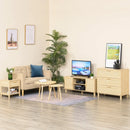 Rattan Drawer Nightstand with Storage Shelf - White