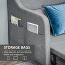 Grey 2 Seater Sofa Bed with Pillows and Side Pockets