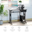 Black Computer Desk with Display Stand and Sliding Keyboard Tray