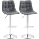 Grey Swivel Barstools Set of 2, Adjustable PU Leather Upholstered Chairs