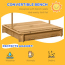 Adjustable Canopy Wooden Sandpit - Light Brown