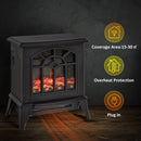 Black Electric Fireplace Heater with LED Flame Effect