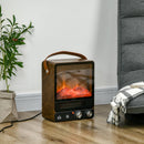 Electric Fireplace Heater, Realistic Flame Effect, Dark Walnut