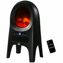 Black Ceramic Electric Space Heater with Realistic Flame Effect
