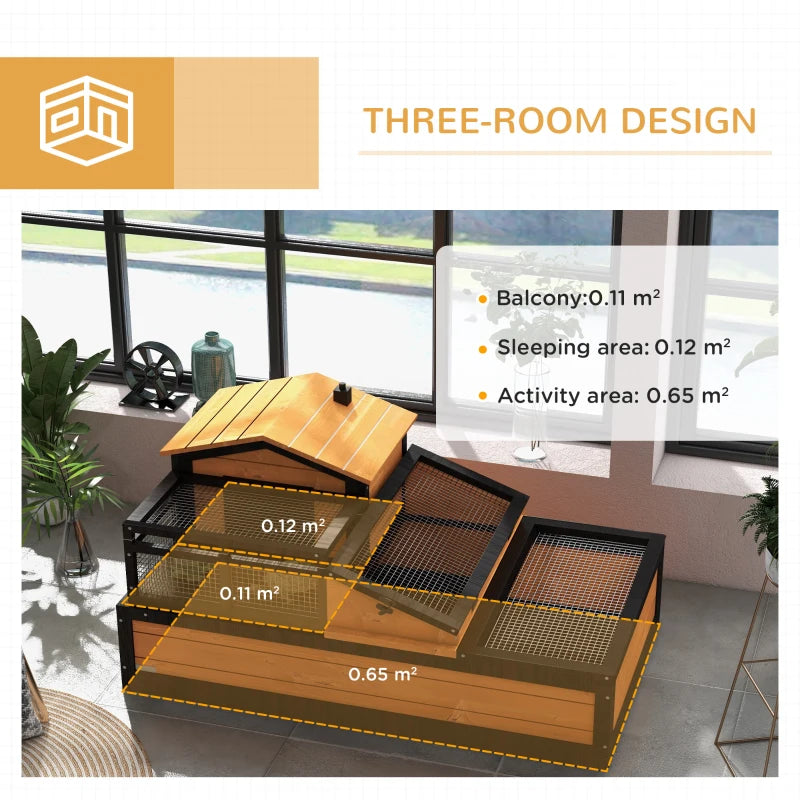 Yellow Wooden Tortoise House with Balcony and Roof