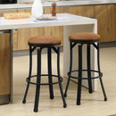 Brown Microfiber Breakfast Bar Stools, Set of 2 with Footrest
