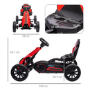 Red Kids Pedal Go Kart with Adjustable Seat and Handbrake