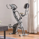 Grey Foldable Recumbent Exercise Bike with 8-Level Magnetic Resistance