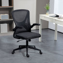 Black Mesh Office Chair with Flip-Up Arms