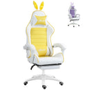 Yellow Racing Gaming Chair with Rabbit Ears & Footrest