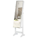 White Standing Mirror Jewelry Cabinet