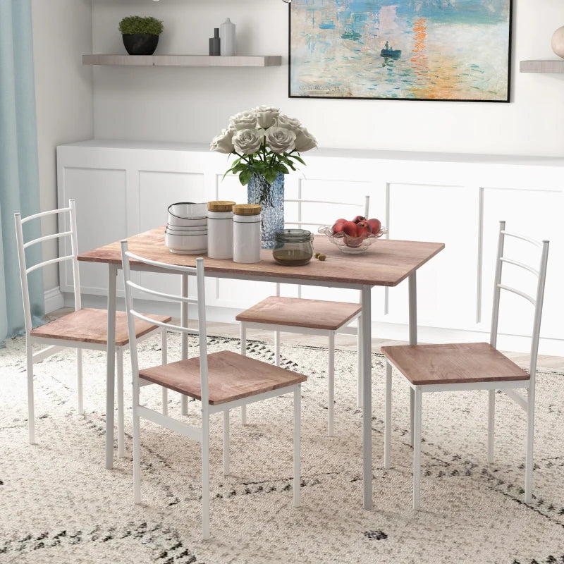5-Piece Compact Brown and White Dining Set