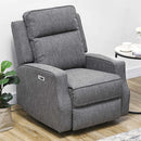 Electric Reclining Chair with USB Port and Footrest - Charcoal Grey