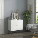 White Slim Sideboard Cabinet with Golden Hairpin Legs - 3-Level Adjustable Shelves
