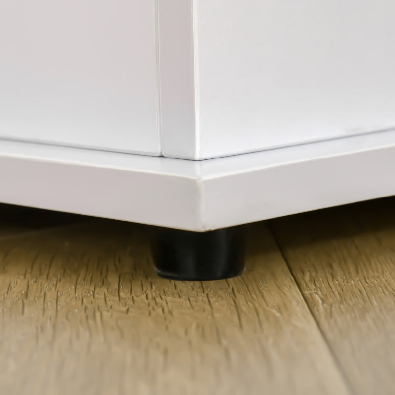 White Wooden Storage Bench with Lid