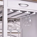 White Kitchen Storage Trolley Cart with Drawers and Wine Glass Rack