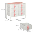 6-Drawer Pink Fabric Storage Cabinet with Metal Frame and Wooden Top