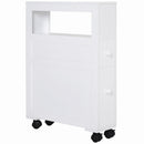 White Slim Bathroom Storage Cart with 2 Drawers & Wheels